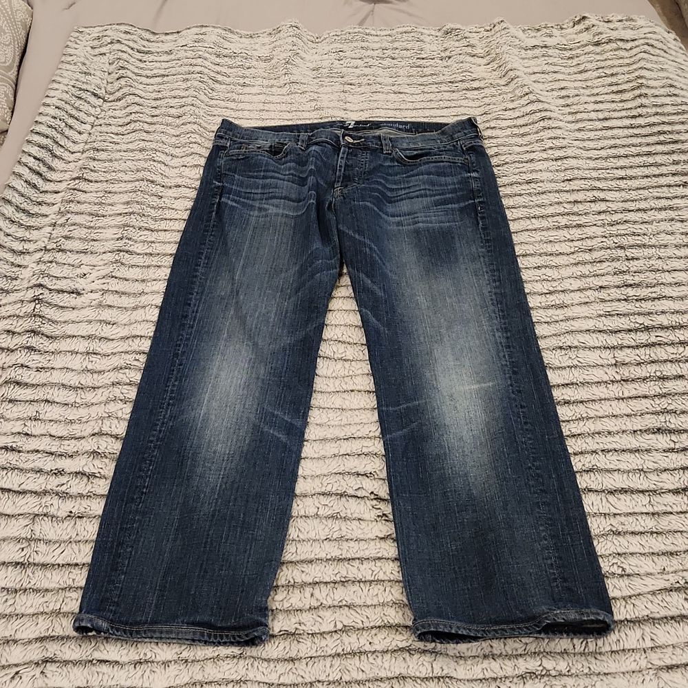 Medium wash button fly 7 for all mankind standard jeans size 34X28!